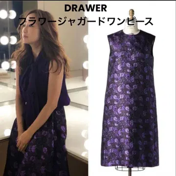 드로어 플라워 자카드 원피스