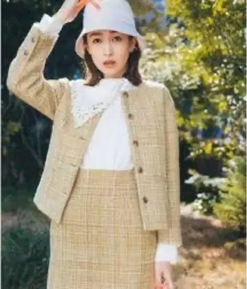 트위드 노카라 자켓