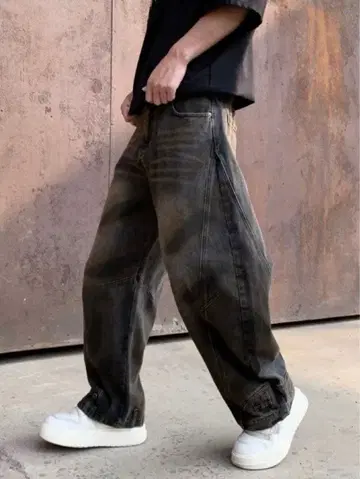 step black 빈티지 와이드 레그 청바지