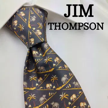 짐 톰슨 고급 실크 넥타이 올 패턴 (코끼리) 다크 카키
