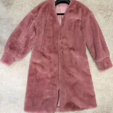 새상품급 핑크 에코퍼 코트