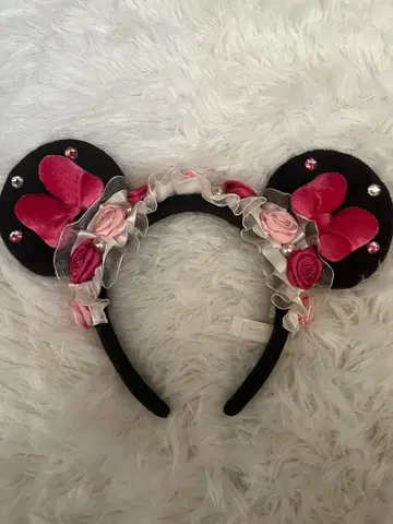미키 모양 머리띠 핑크 리본 포함