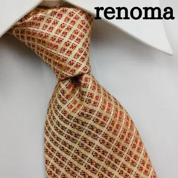레노마 고급 실크 넥타이 올 패턴 라이트 오렌지