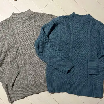 roshell 케이블 니트 스웨터 세트 블루 그레이지 XL