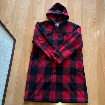 더블 쇼크 코트 빨간색 체크 L 사이즈
