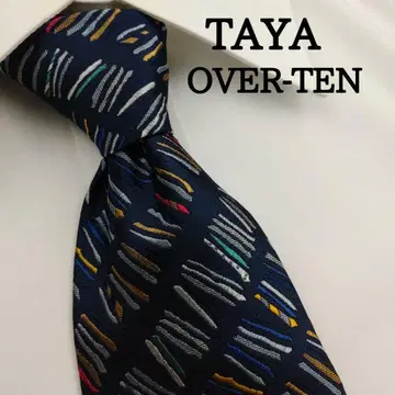 타야 오버 10 고급 실크 넥타이 올 패턴 네이비