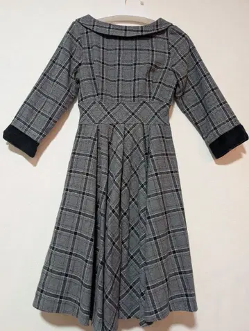 [ pinup closet ] 프로이 라인 원피스 그레이 체크 M