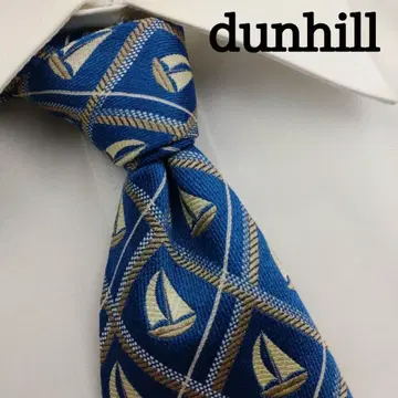 던힐 고급 실크 넥타이 올 패턴 (요트) 블루
