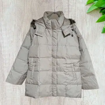 B.P STYLE 다운 베이지 후드 부착 퍼 부착 여성용 L