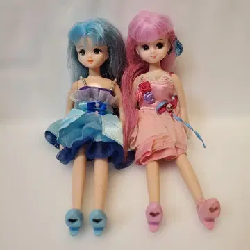 리카짱 인형 파랑과 핑크 머리 2체 세트