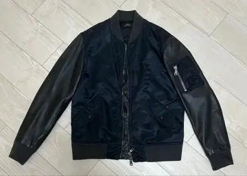 EDIFICE 에디피스 MA-1형 나일론&가죽 더블 지퍼 블루종