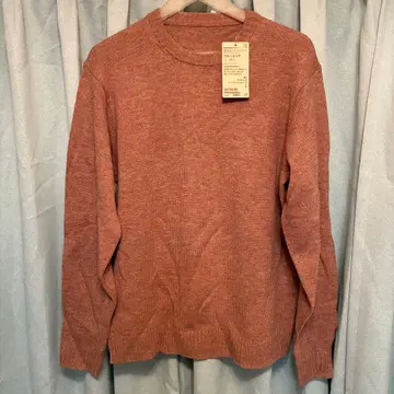 무인양품 리브 핑크 계열 긴팔 니트 L 사이즈 크루넥 스웨터