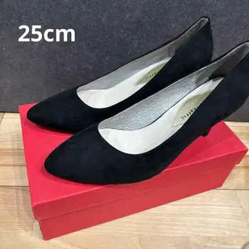 [ 미사용 새상품 ] 블랙 스웨이드 펌프스 힐 25cm 40