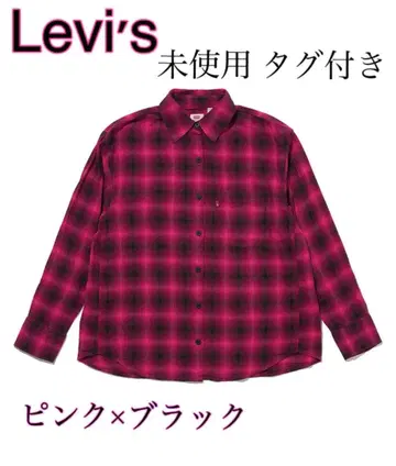 [ 미사용 ] Levi's 리바이스 오버 사이즈 체크 셔츠 핑크