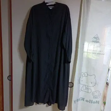 블랙 버튼 롱 드레스 120cm