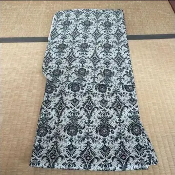 블랙 화이트 플라워 패턴 코몬 기모노 금화산풍