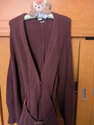 SNIDEL 버건디 니트 롱 가디건 벨트 포함