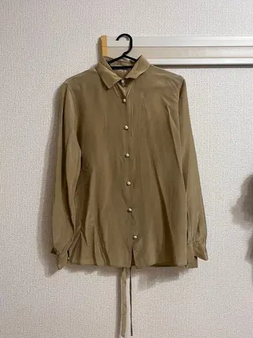 실크 100% 블라우스 브라운