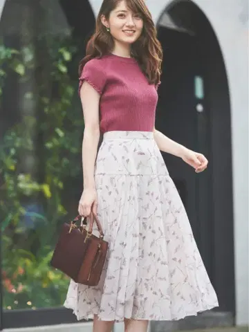 Noela 스타티스 플라워 플리츠 스커트