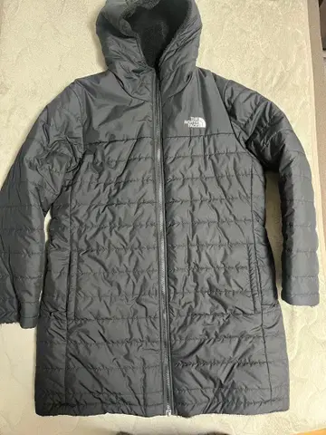 The North Face 후드 부착 롱 다운 자켓 그레이