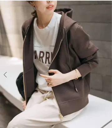 새상품급! 스픽 앤 스팬 스트레치 지퍼 후드 파카 브라운