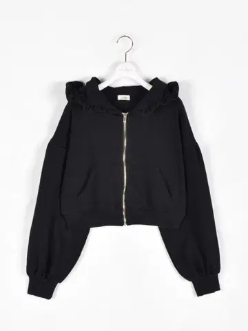 evelyn 프릴 후드티 블랙