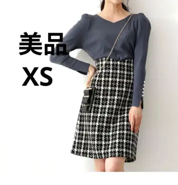 거의 미사용 새상품급 트위드 미니 스커트 프로포션 바디 드레싱 XS