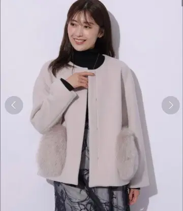 아푸와이저 리셰 2WAY 포켓 퍼 노카라 코트