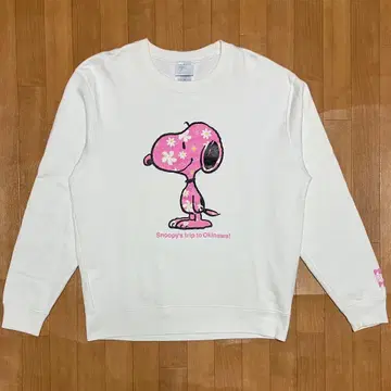 오키나와 팝업 한정판 Snoopy 꽃무늬 프린트 맨투맨 남녀 공용
