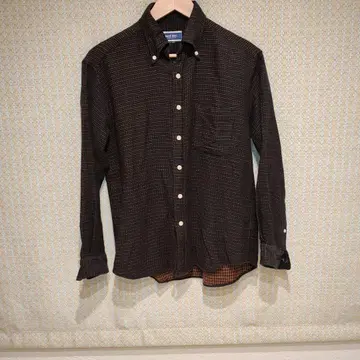 Kent Ave. 버튼 다운 긴팔 셔츠 M 블랙 골드 체크