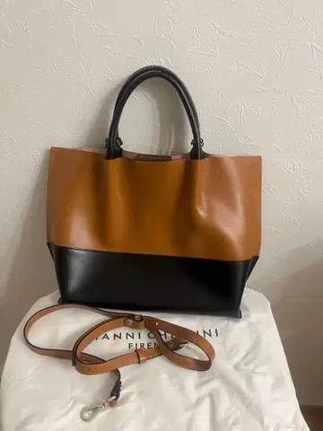 [택 포함 미사용] GIANNI CHIARINI 바이컬러 토트백