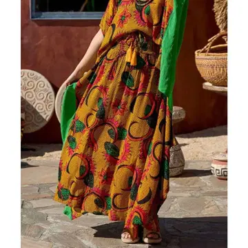 미사용품 차이하네 키테무 변형 롱 스커트 아프리칸