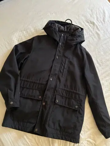 점퍼 블루종 남성용 M GU 블랙 후드 부착 자켓