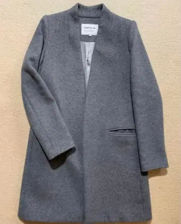 엔폴드 롱 코트 노카라 코트 38