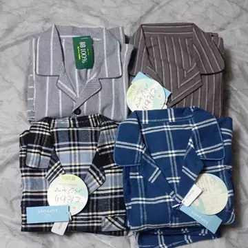 4세트 스트라이프 체크 무늬 파자마 상하의 세트