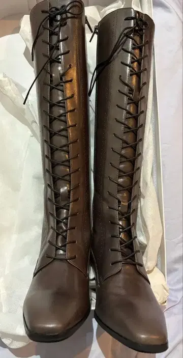 미사용 천연 가죽 롱 부츠 cava cava 브라운 24.0cm