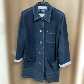 CARA O CRUZ 스텐 칼라 네이비 자켓