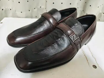 미사용품 ZEGNA 제냐 악어 엠보싱 가죽 콤비 신발 7.5