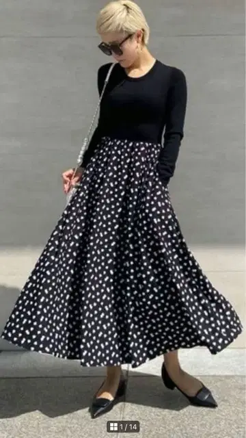 JENNE 제엔느 니트 도킹 원피스 롱 원피스 하트 무늬