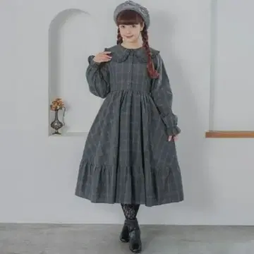 시마무라 아오키 미사코 원피스 체크 그레이 M