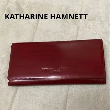KATHARINE HAMNETT 카드 포켓 부착 장지갑 레드