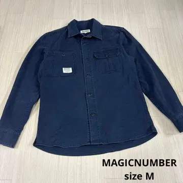 MAGICNUMBER 네이비 코튼 혼방 긴팔 셔츠 밀리터리 셔츠