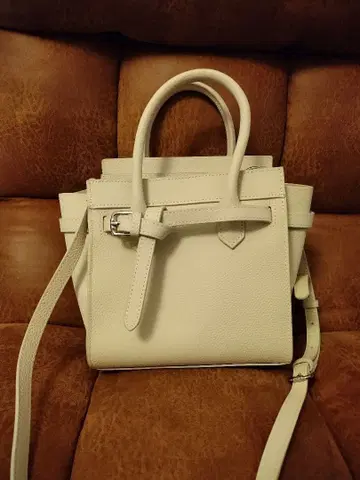 화이트 천연 가죽 숄더백 수하물