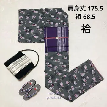 워셔블 기모노 이중 기모노 코몬 TL 폴리에스테르 보라색 계열 꽃무늬