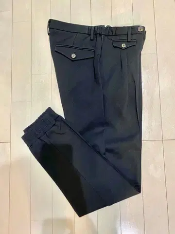 시착 정도 준하시모토 조거 팬츠 투플리츠 영구 크리즈 46 블랙