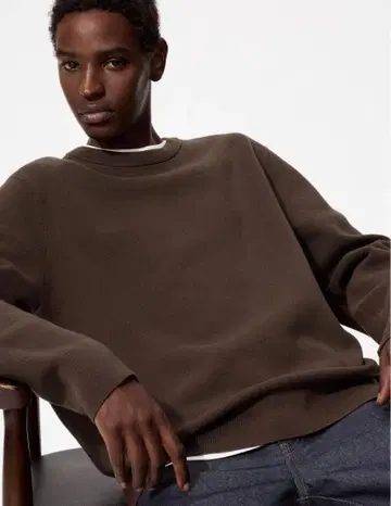 유니클로 브라운 크루넥 스웨터