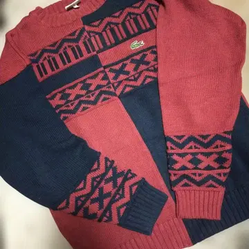 Lacoste 라코스테 기하학 패턴 면 스웨터 남성용 L