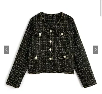 라메 트위드 펄 버튼 노카라 자켓[ks166]