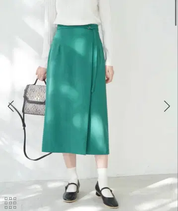 그린 랩스커트 허리 지퍼