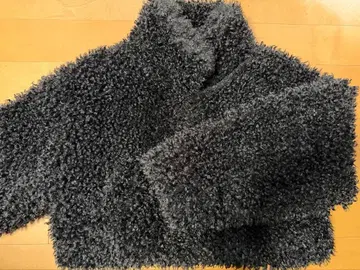 푸들 코트 짧은 기장 블랙 여성용 아우터